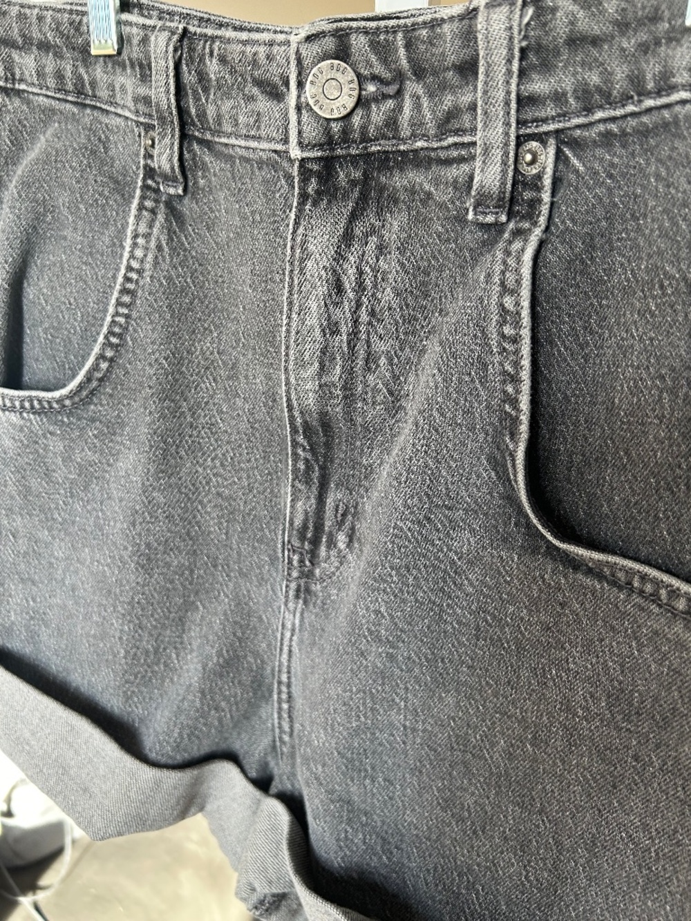 BDG High Waist Rolled Hem Denim Shorts in Washed Black - Picture 7 of 10